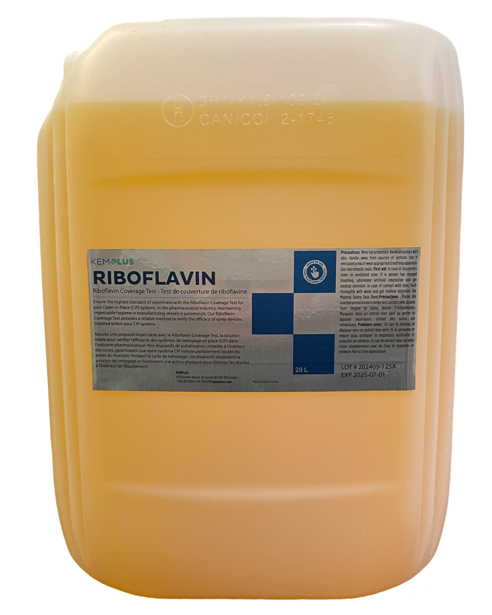 The Riboflavin Coverage Test is a specialized validation solution designed to verify spray coverage, surface cleanliness, and cleaning effectiveness in Clean-In-Place (CIP) systems used in pharmaceutical, food-grade, sanitary, and high-purity manufacturing environments.
