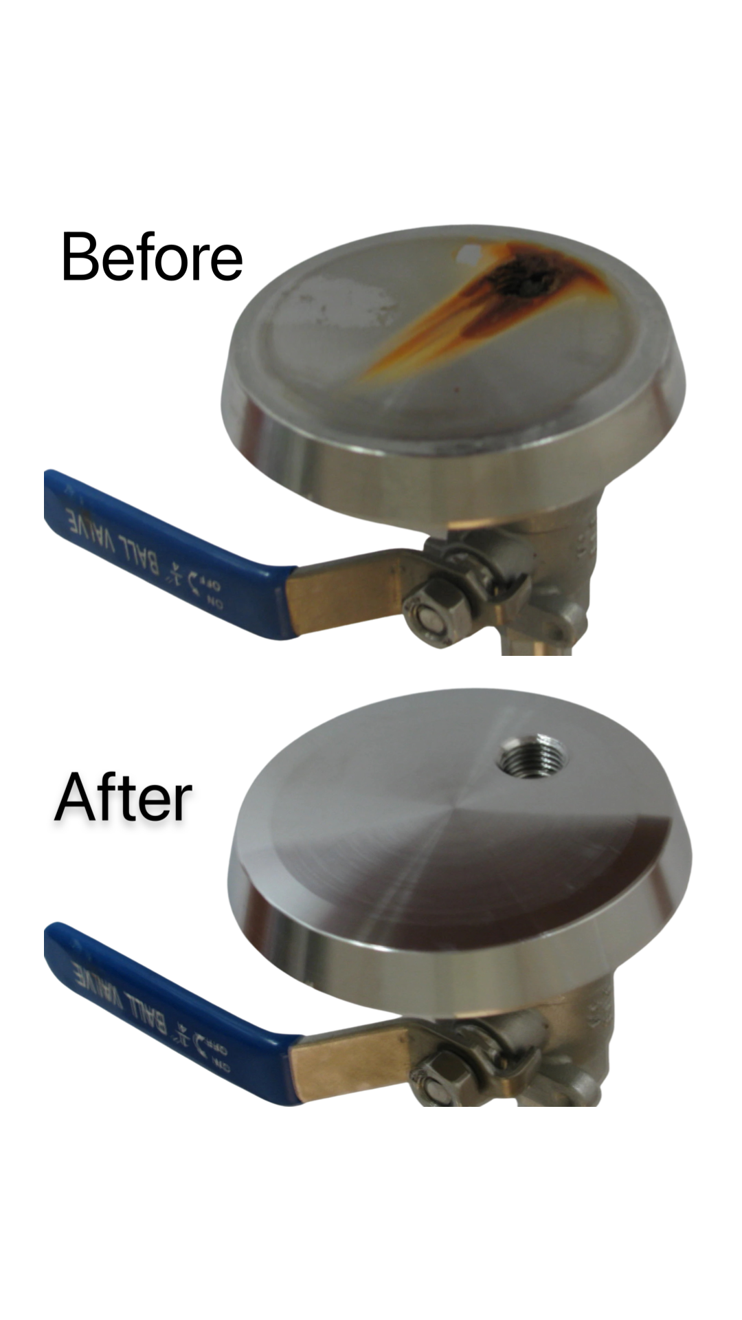 Avant / Après traitement avec le Gel Passivant KPNOX 11 : restauration de la surface de l’acier inoxydable après soudure, élimination des contaminants et amélioration de la résistance à la corrosion, sans altérer le fini de surface. Ce gel de passivation à l’acide citrique aide à restaurer la couche passive protectrice de l’inox selon les procédés de passivation utilisés dans les normes ASTM A380 et ASTM A967. Idéal pour les applications industrielles, alimentaires, pharmaceutiques et haute pureté nécessita