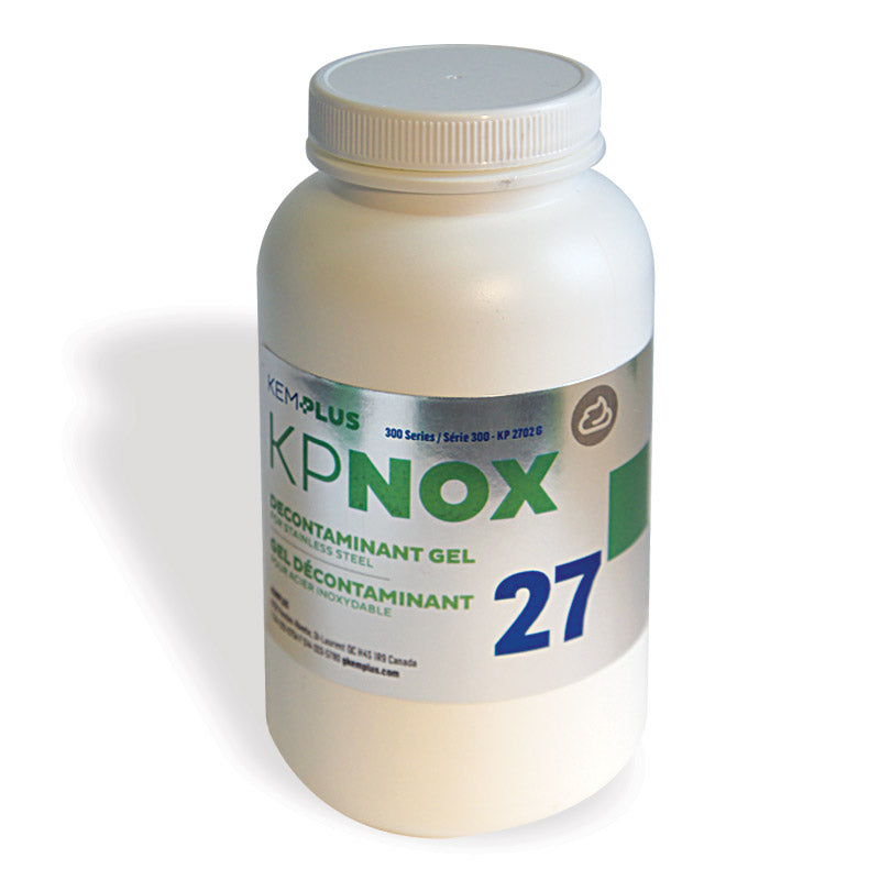 KPNOX 27 GEL is a ready-to-use citric acid passivation gel designed to deeply remove rust, corrosion, free iron contamination, heat tint, lime scale, discoloration, and microbiological deposits from stainless steel surfaces. Compatible with ASTM A967 passivation practices, this fast and efficient stainless steel treatment helps restore corrosion resistance without altering the original surface finish.